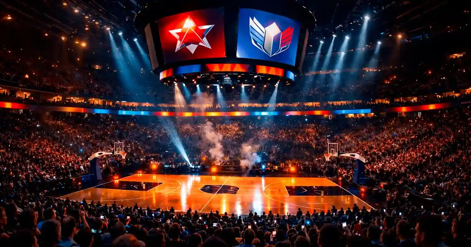 Volle EuroLeague basketbalarena bij seizoensopening met alle teams vertegenwoordigd