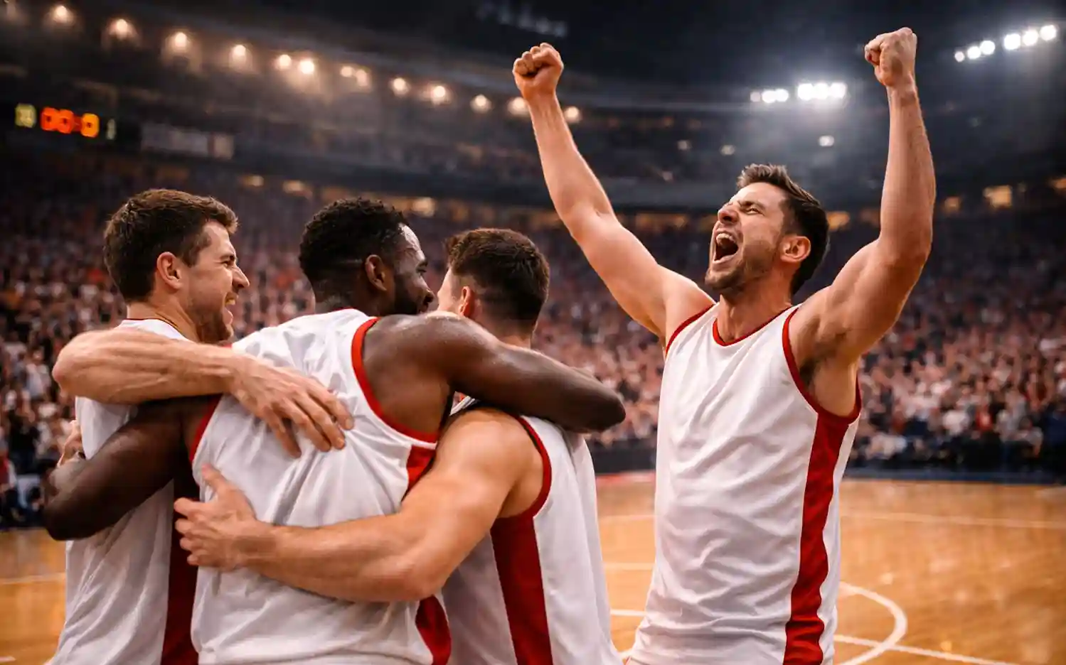 Basketbalteam viert overwinning na laatste fluitsignaal in EuroLeague wedstrijd