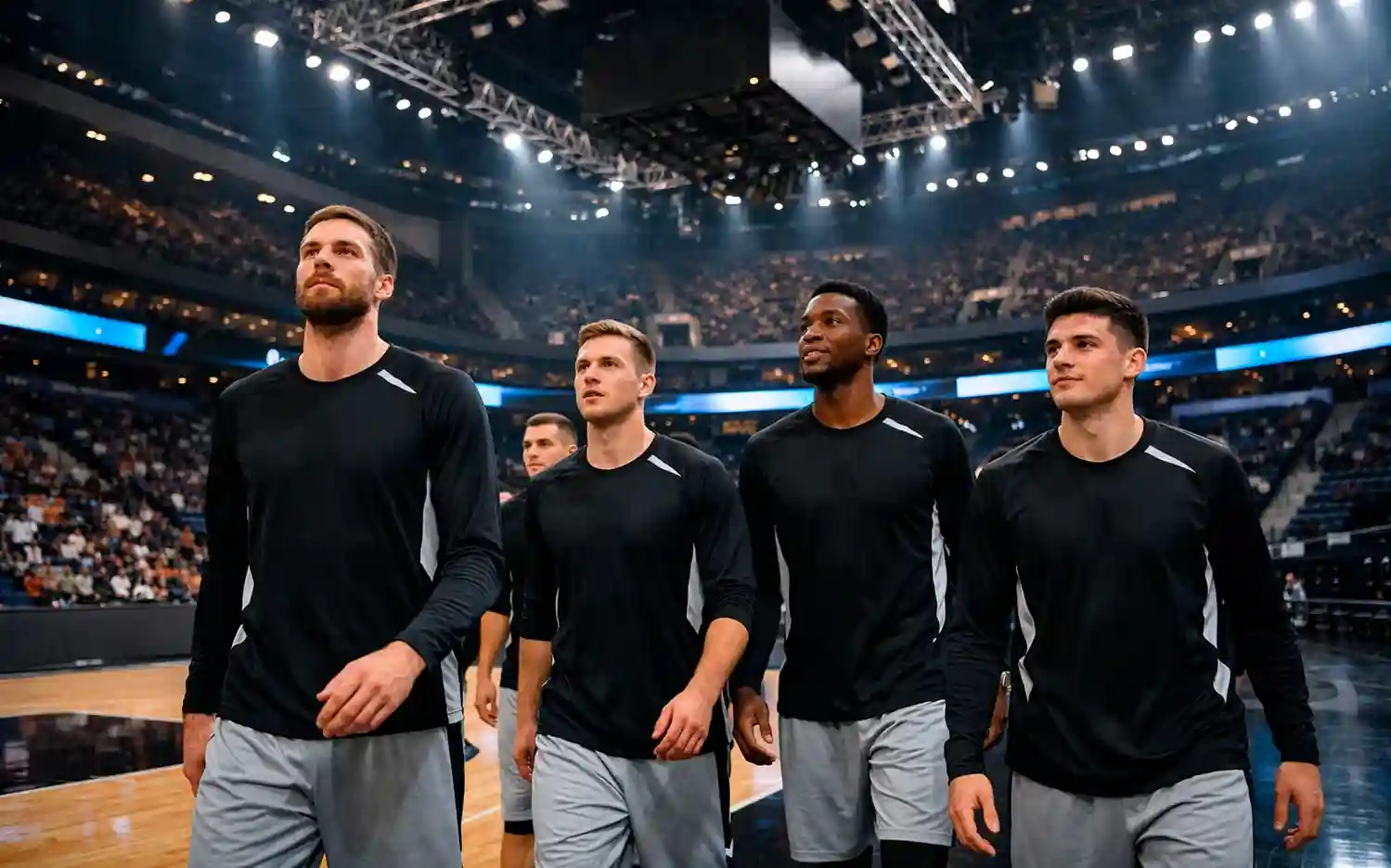 Basketbalspelers maken hun debuut op het EuroLeague podium in moderne arena